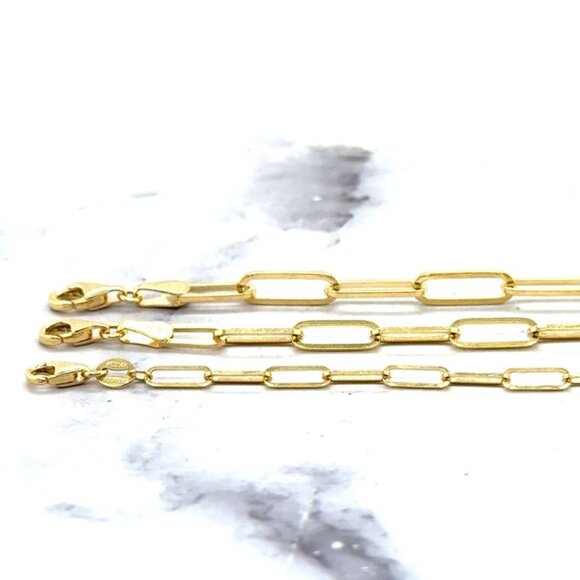 14K Yellow Gold 4 MM Lobster Claw 7.25-inch Specialty Chain Minimalist Bracelet - Picture 7 of 10